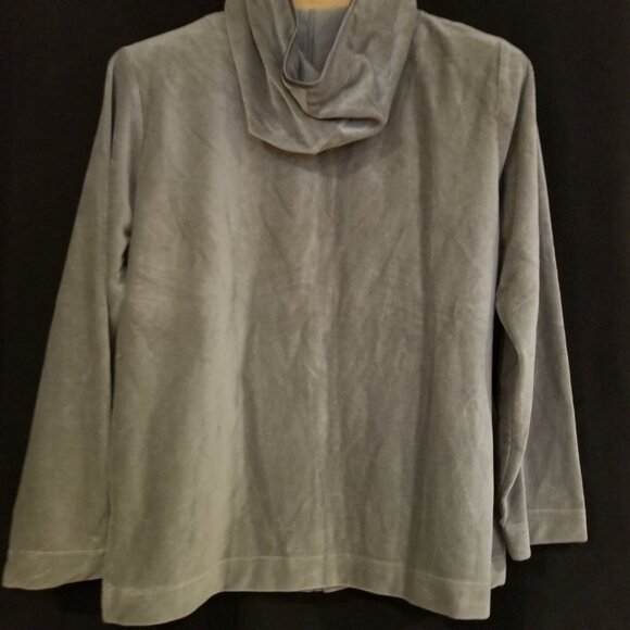 Vintage 90s Dress Barn M Hooded Sweatshirt Green New Velour - Picture 4 of 4